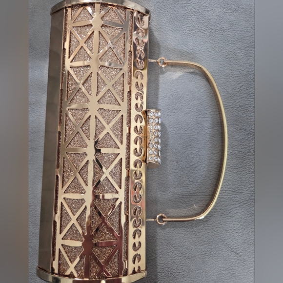 Gold Rhinestone Evening GLAM Clutch Bag Formal Party Wedding - Picture 6 of 13